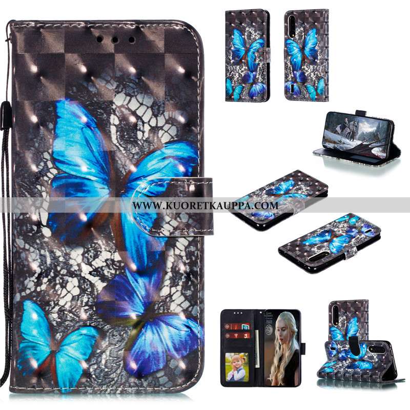 Kuori Xiaomi Mi A3, Kuoret Xiaomi Mi A3, Kotelo Xiaomi Mi A3 Nahkakuori Ihana Sininen Puhelimen