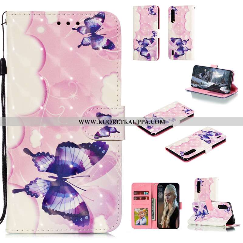 Kuori Xiaomi Mi A3, Kuoret Xiaomi Mi A3, Kotelo Xiaomi Mi A3 Nahkakuori Ihana Sininen Puhelimen