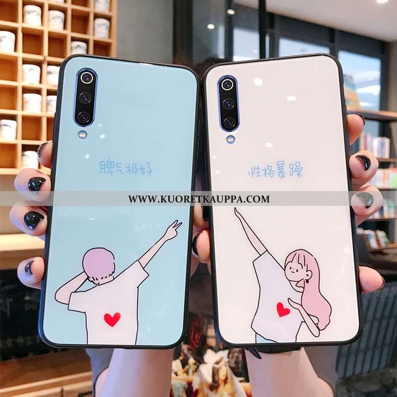 Kuori Xiaomi Mi A3, Kuoret Xiaomi Mi A3, Kotelo Xiaomi Mi A3 Silikoni Lasi Sininen Pieni Suuntaus