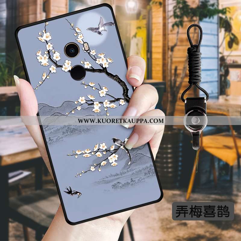 Kuori Xiaomi Mi Mix 2, Kuoret Xiaomi Mi Mix 2, Kotelo Xiaomi Mi Mix 2 Kukkia Pehmeä Neste Tuuli Must