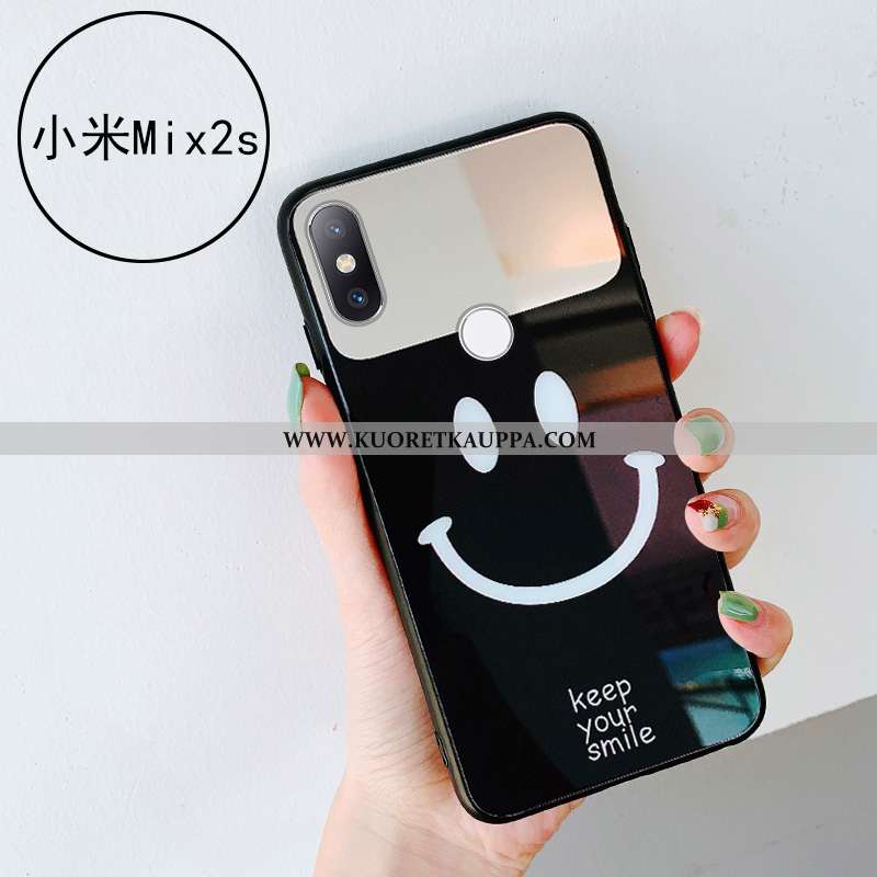 Kuori Xiaomi Mi Mix 2s, Kuoret Xiaomi Mi Mix 2s, Kotelo Xiaomi Mi Mix 2s Lasi Musta Peili Pieni Must