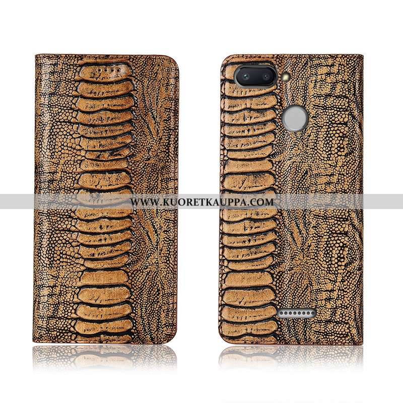 Kuori Xiaomi Redmi 6, Kuoret Xiaomi Redmi 6, Kotelo Xiaomi Redmi 6 Aito Nahka Pehmeä Neste Nahkakuor