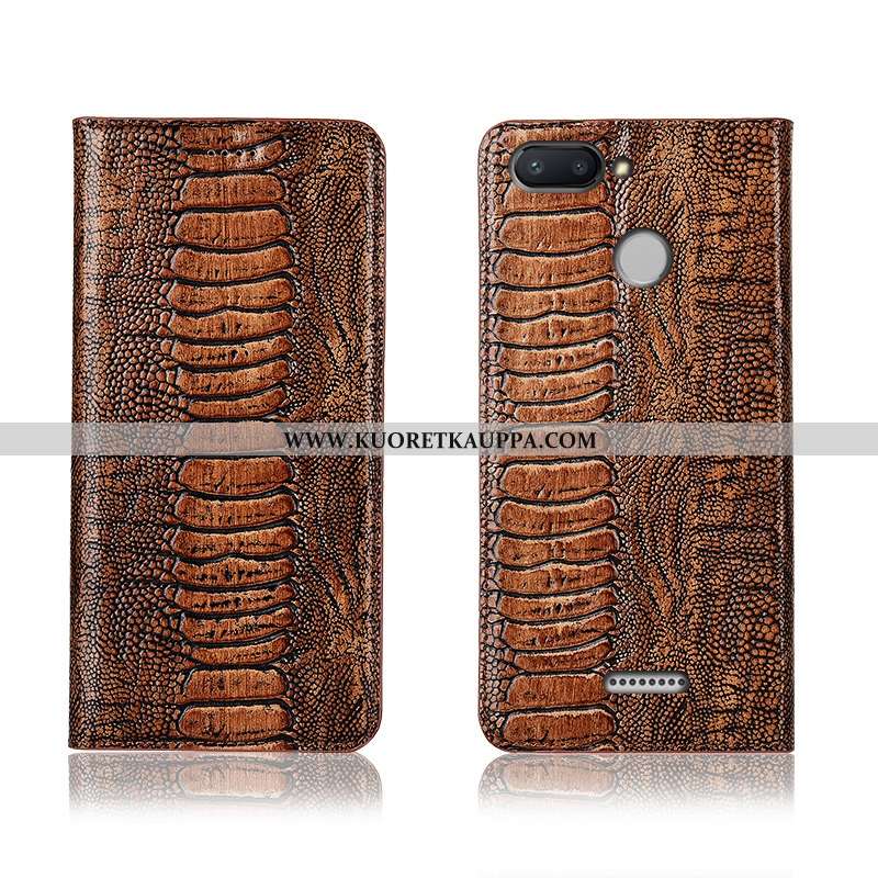 Kuori Xiaomi Redmi 6, Kuoret Xiaomi Redmi 6, Kotelo Xiaomi Redmi 6 Aito Nahka Pehmeä Neste Nahkakuor