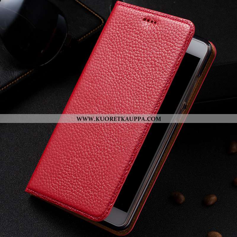 Kuori Xiaomi Redmi 6, Kuoret Xiaomi Redmi 6, Kotelo Xiaomi Redmi 6 Nahkakuori Aito Nahka Tummansinin