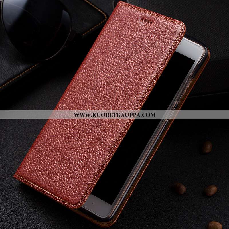 Kuori Xiaomi Redmi 6, Kuoret Xiaomi Redmi 6, Kotelo Xiaomi Redmi 6 Nahkakuori Aito Nahka Tummansinin