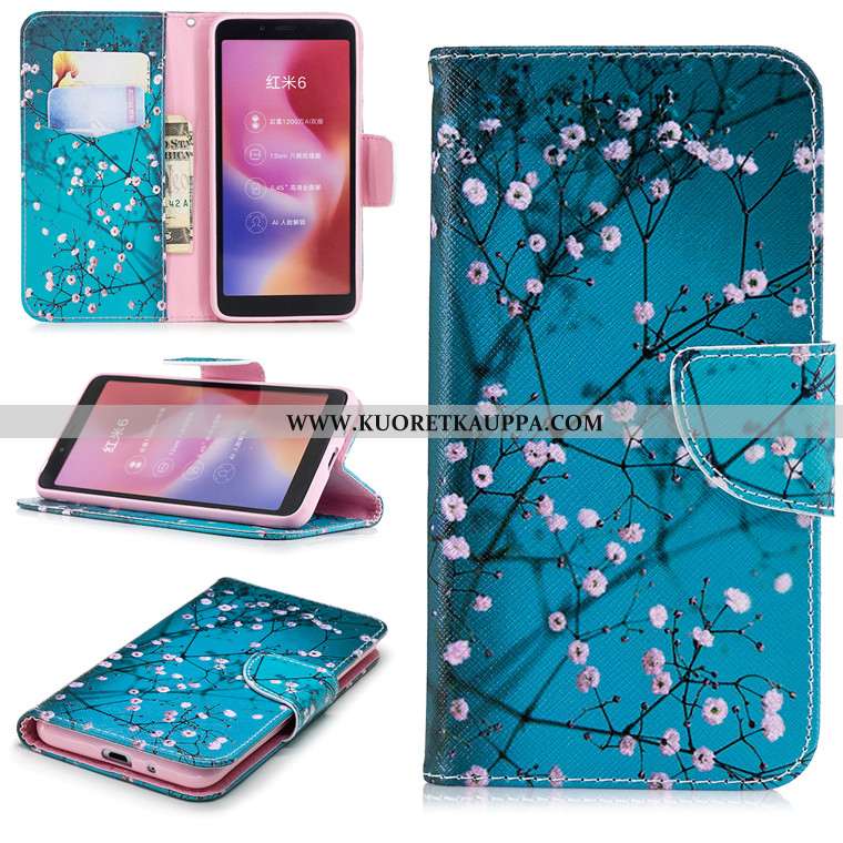 Kuori Xiaomi Redmi 6, Kuoret Xiaomi Redmi 6, Kotelo Xiaomi Redmi 6 Sarjakuva Nahkakuori Sininen All 