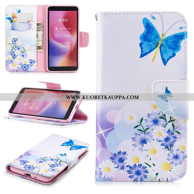 Kuori Xiaomi Redmi 6, Kuoret Xiaomi Redmi 6, Kotelo Xiaomi Redmi 6 Sarjakuva Nahkakuori Sininen All 