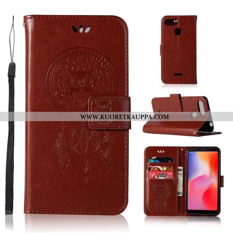 Kuori Xiaomi Redmi 6, Kuoret Xiaomi Redmi 6, Kotelo Xiaomi Redmi 6 Suojaus Nahkakuori Punainen Viole