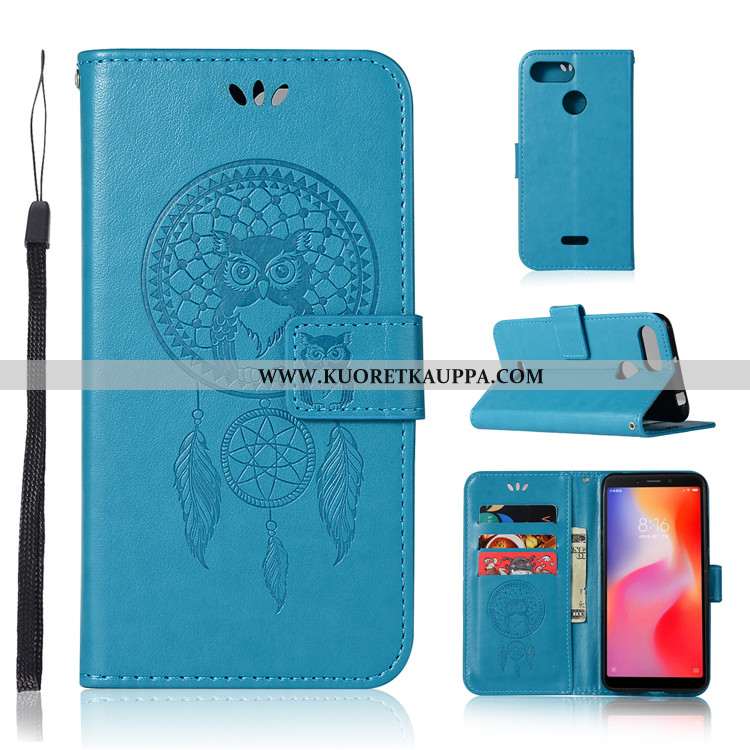 Kuori Xiaomi Redmi 6, Kuoret Xiaomi Redmi 6, Kotelo Xiaomi Redmi 6 Suojaus Nahkakuori Punainen Viole