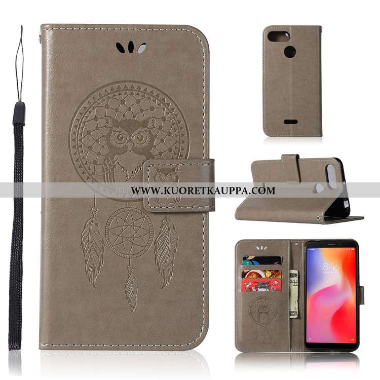 Kuori Xiaomi Redmi 6, Kuoret Xiaomi Redmi 6, Kotelo Xiaomi Redmi 6 Suojaus Nahkakuori Punainen Viole