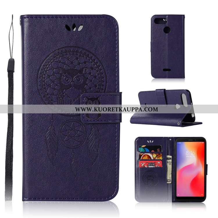Kuori Xiaomi Redmi 6, Kuoret Xiaomi Redmi 6, Kotelo Xiaomi Redmi 6 Suojaus Nahkakuori Punainen Viole
