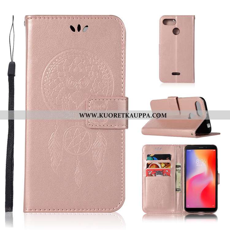 Kuori Xiaomi Redmi 6, Kuoret Xiaomi Redmi 6, Kotelo Xiaomi Redmi 6 Suojaus Nahkakuori Punainen Viole