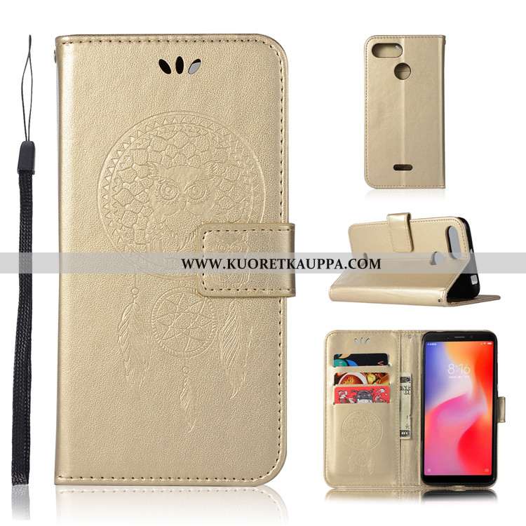 Kuori Xiaomi Redmi 6, Kuoret Xiaomi Redmi 6, Kotelo Xiaomi Redmi 6 Suojaus Nahkakuori Punainen Viole