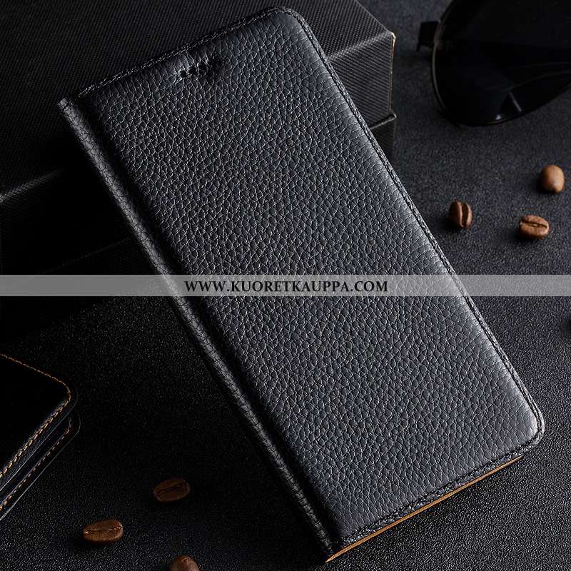 Kuori Xiaomi Redmi 6a, Kuoret Xiaomi Redmi 6a, Kotelo Xiaomi Redmi 6a Aito Nahka Suojaus Musta Pieni