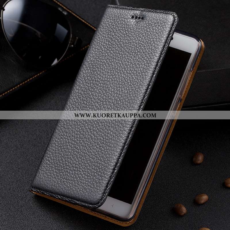 Kuori Xiaomi Redmi 6a, Kuoret Xiaomi Redmi 6a, Kotelo Xiaomi Redmi 6a Aito Nahka Suojaus Musta Pieni