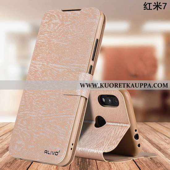 Kuori Xiaomi Redmi 7, Kuoret Xiaomi Redmi 7, Kotelo Xiaomi Redmi 7 Suojaus Nahkakuori Punainen Murtu