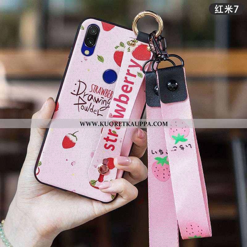 Kuori Xiaomi Redmi 7, Kuoret Xiaomi Redmi 7, Kotelo Xiaomi Redmi 7 Suojaus Pesty Suede Luova Punaine