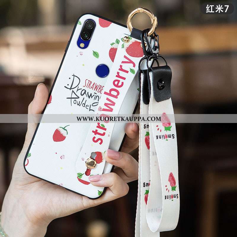 Kuori Xiaomi Redmi 7, Kuoret Xiaomi Redmi 7, Kotelo Xiaomi Redmi 7 Suojaus Pesty Suede Luova Punaine
