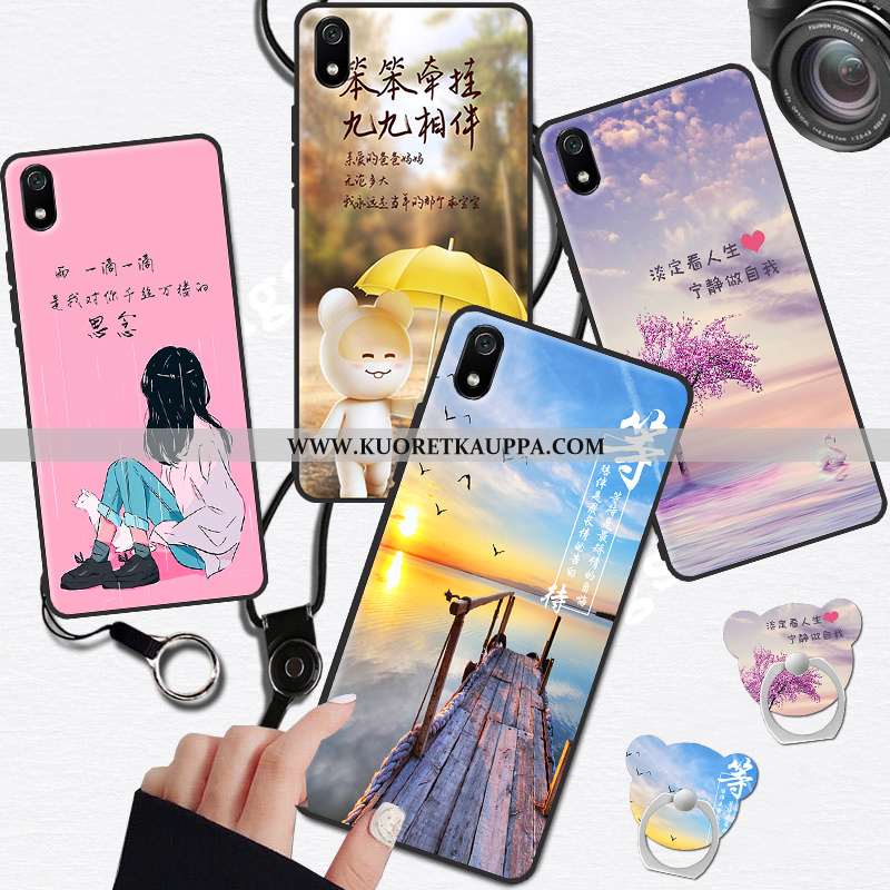 Kuori Xiaomi Redmi 7a, Kuoret Xiaomi Redmi 7a, Kotelo Xiaomi Redmi 7a Pesty Suede Sarjakuva Punainen