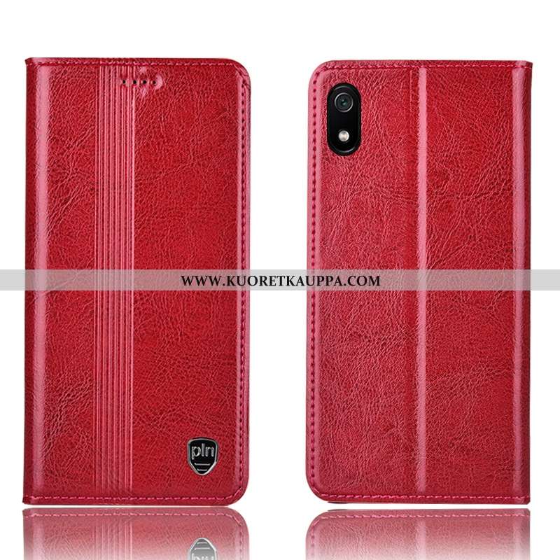 Kuori Xiaomi Redmi 7a, Kuoret Xiaomi Redmi 7a, Kotelo Xiaomi Redmi 7a Suojaus Aito Nahka Punainen Ru