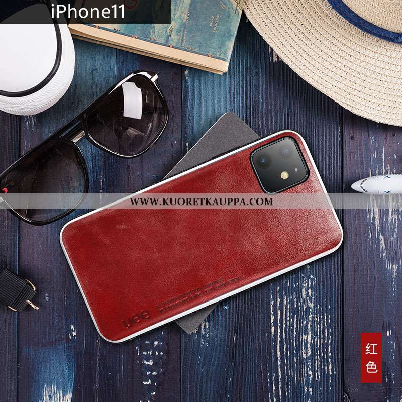 Kuori iPhone 11, Kuoret iPhone 11, Kotelo iPhone 11 Aito Nahka Nahka Suuntaus Net Red Keltaiset