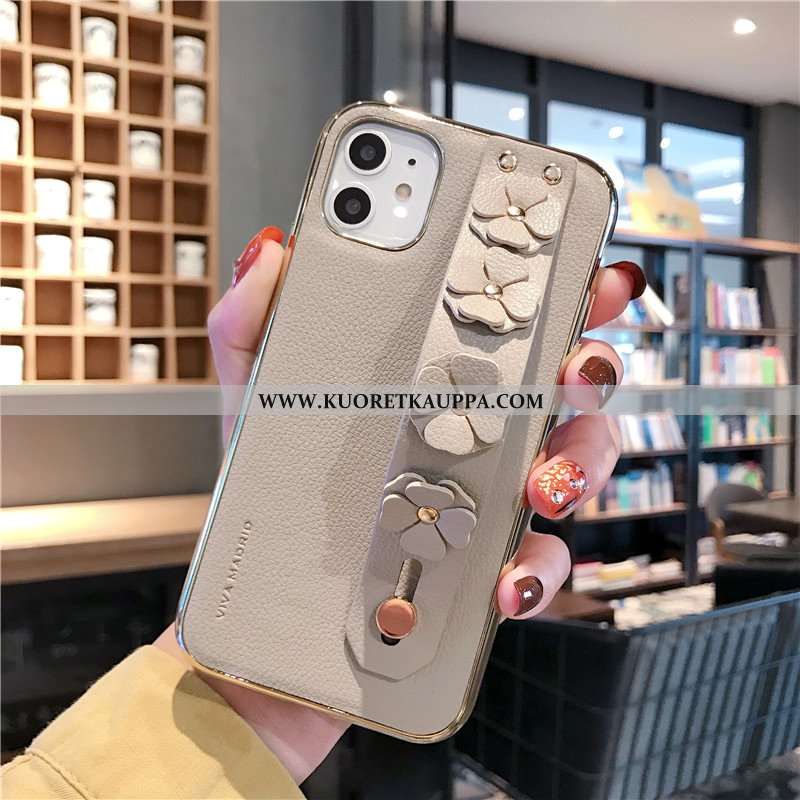Kuori iPhone 11, Kuoret iPhone 11, Kotelo iPhone 11 Aito Nahka Valo Suojaus Kukka Pinnoitus Pinkki