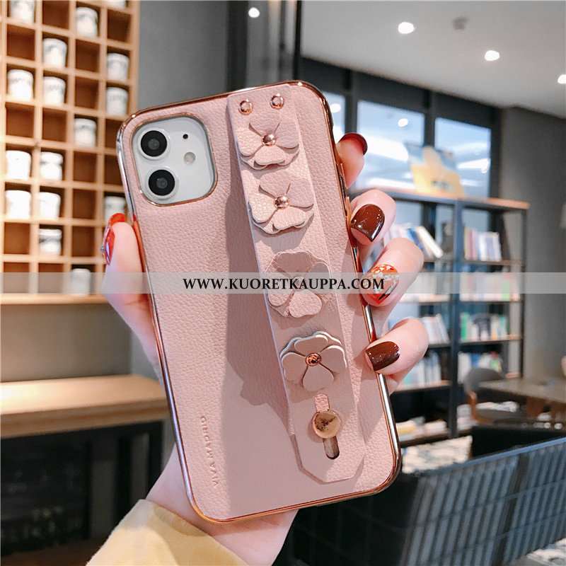 Kuori iPhone 11, Kuoret iPhone 11, Kotelo iPhone 11 Aito Nahka Valo Suojaus Kukka Pinnoitus Pinkki