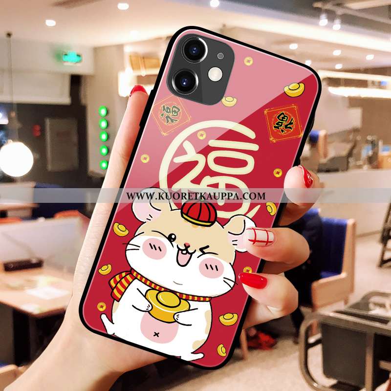 Kuori iPhone 11, Kuoret iPhone 11, Kotelo iPhone 11 Lasi Luova Puhelimen Silikoni Punainen