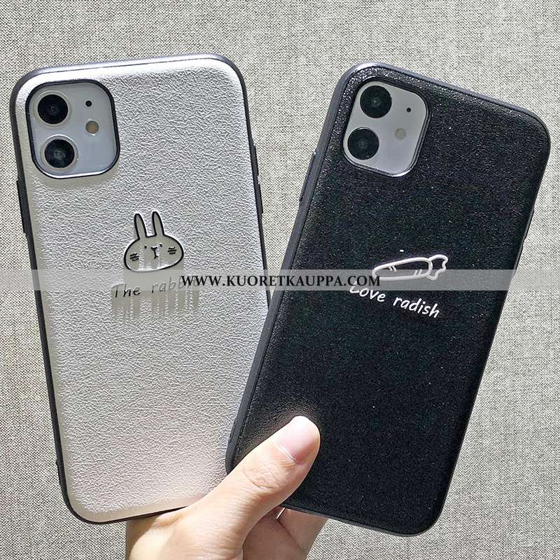 Kuori iPhone 11, Kuoret iPhone 11, Kotelo iPhone 11 Pesty Suede Kohokuviointi Kova Musta Tuuli Musta