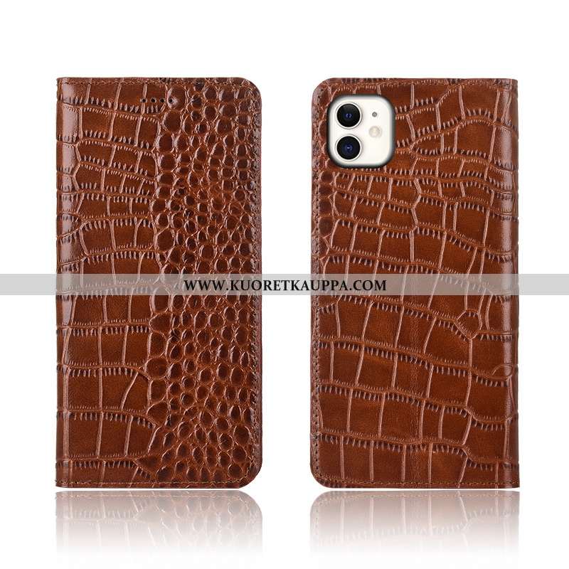Kuori iPhone 11, Kuoret iPhone 11, Kotelo iPhone 11 Silikoni Suojaus Krokotiili Kukkakuvio Ruskea