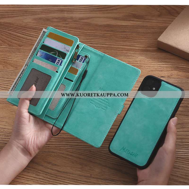 Kuori iPhone 11, Kuoret iPhone 11, Kotelo iPhone 11 Suojaus Nahkakuori Puhelimen Murtumaton Sininen