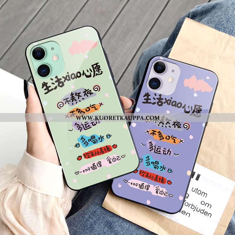 Kuori iPhone 11, Kuoret iPhone 11, Kotelo iPhone 11 Tila Lasi Puhelimen Pieni Rakastunut Violetti