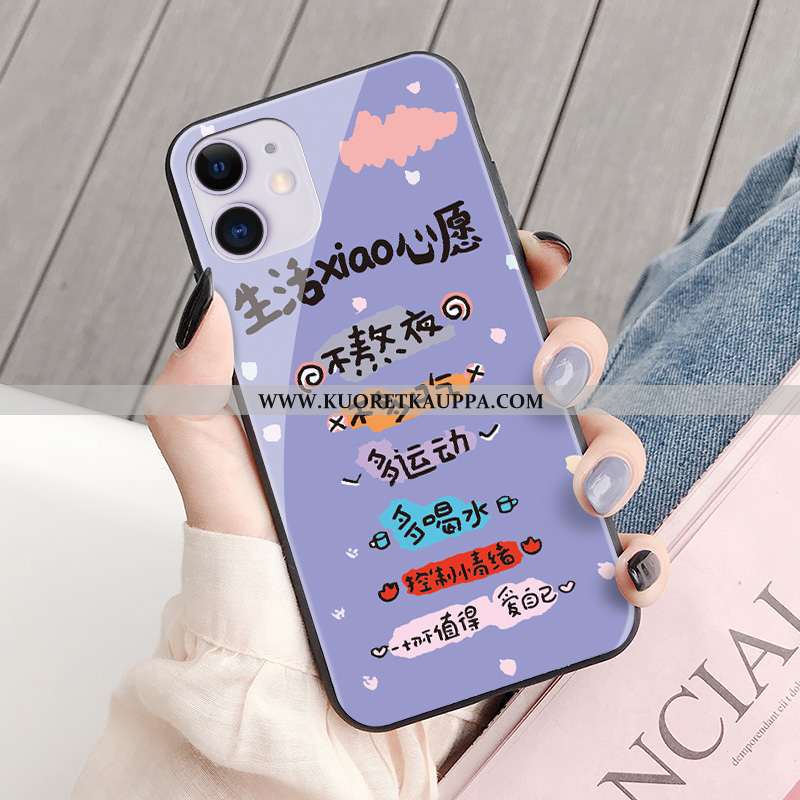 Kuori iPhone 11, Kuoret iPhone 11, Kotelo iPhone 11 Tila Lasi Puhelimen Pieni Rakastunut Violetti