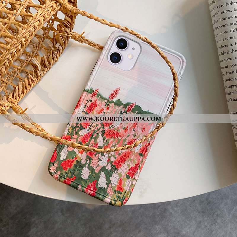 Kuori iPhone 11, Kuoret iPhone 11, Kotelo iPhone 11 Vuosikerta Silikoni Kukka Puhelimen Pinkki
