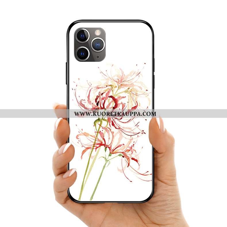 Kuori iPhone 11 Pro Max, Kuoret iPhone 11 Pro Max, Kotelo iPhone 11 Pro Max Suojaus Lasi Kukka Valko