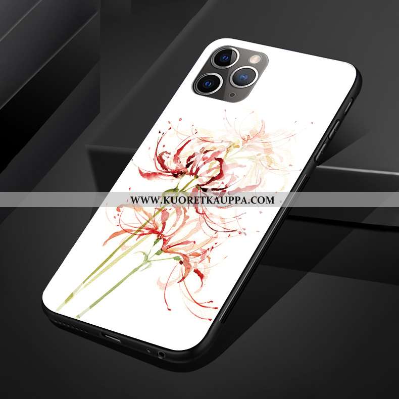 Kuori iPhone 11 Pro Max, Kuoret iPhone 11 Pro Max, Kotelo iPhone 11 Pro Max Suojaus Lasi Kukka Valko