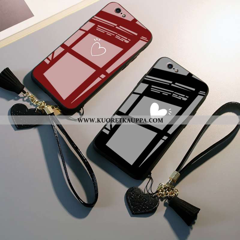 Kuori iPhone 6/6s, Kuoret iPhone 6/6s, Kotelo iPhone 6/6s Suojaus Lasi Net Red Yksinkertainen Mustat