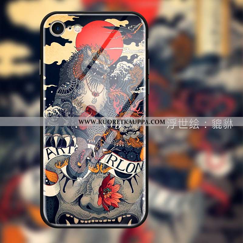 Kuori iPhone 7, Kuoret iPhone 7, Kotelo iPhone 7 Luova Suuntaus Persoonallisuus Kulta Lasi Punainen