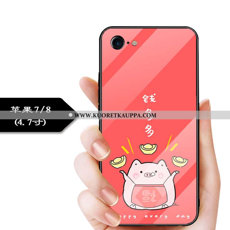 Kuori iPhone 7, Kuoret iPhone 7, Kotelo iPhone 7 Suojaus Lasi Puhelimen Jauhe Murtumaton Pinkki