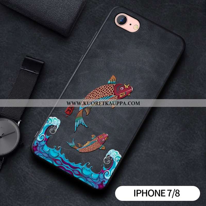 Kuori iPhone 7, Kuoret iPhone 7, Kotelo iPhone 7 Suojaus Tila Pesty Suede Yksinkertainen Lohikäärme 