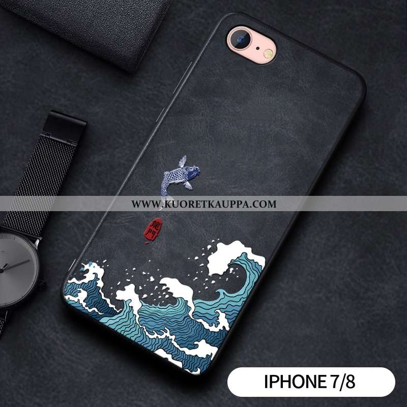 Kuori iPhone 7, Kuoret iPhone 7, Kotelo iPhone 7 Suojaus Tila Pesty Suede Yksinkertainen Lohikäärme 