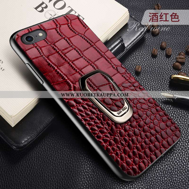 Kuori iPhone 7, Kuoret iPhone 7, Kotelo iPhone 7 Ylellisyys Suojaus Murtumaton Nahkakuori Viininpuna