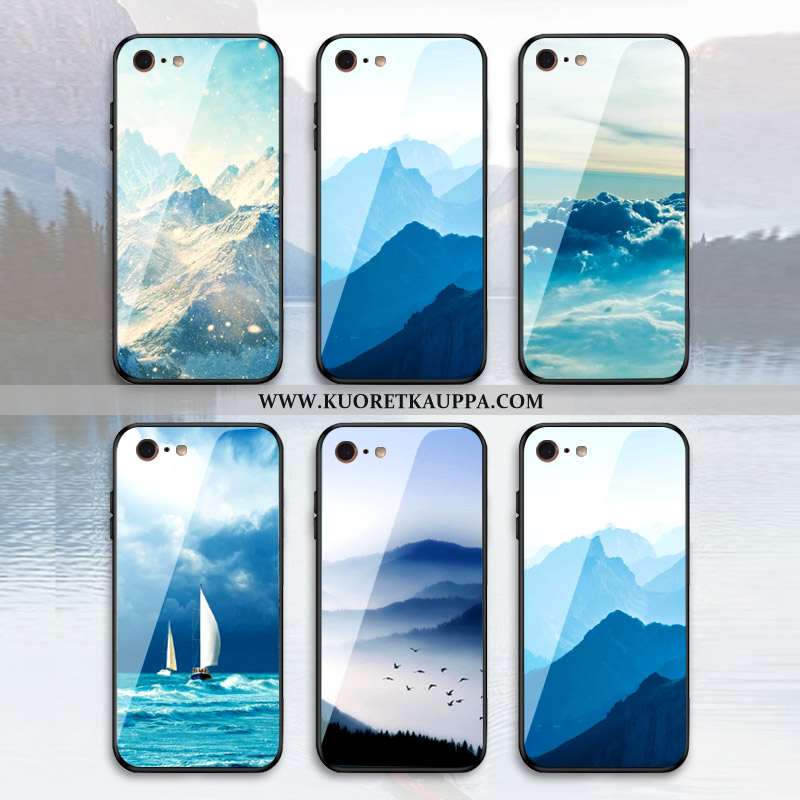 Kuori iPhone 7 Plus, Kuoret iPhone 7 Plus, Kotelo iPhone 7 Plus Suuntaus Lasi Luova Sininen