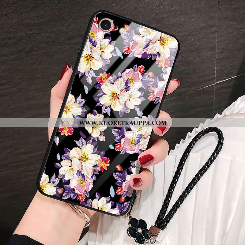 Kuori iPhone 8, Kuoret iPhone 8, Kotelo iPhone 8 Lasi Tila Murtumaton Silikoni Auringonkukka Oranssi