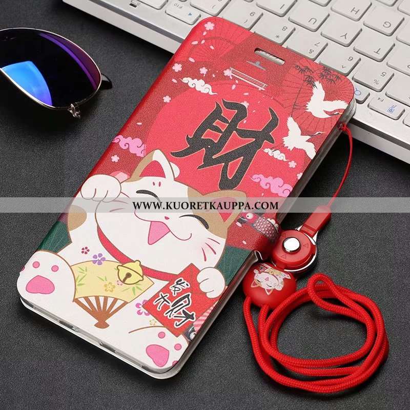 Kuori iPhone 8, Kuoret iPhone 8, Kotelo iPhone 8 Pesty Suede Persoonallisuus Nahkakuori Punainen Sil