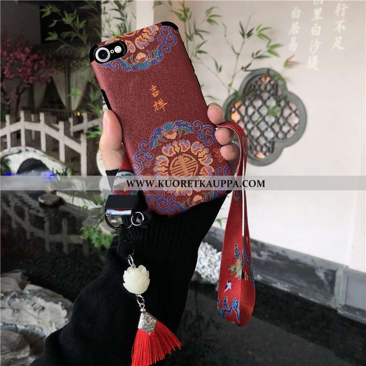 Kuori iPhone 8, Kuoret iPhone 8, Kotelo iPhone 8 Silikoni Suojaus Kiinalainen Tyyli Kukkakuvio Punai