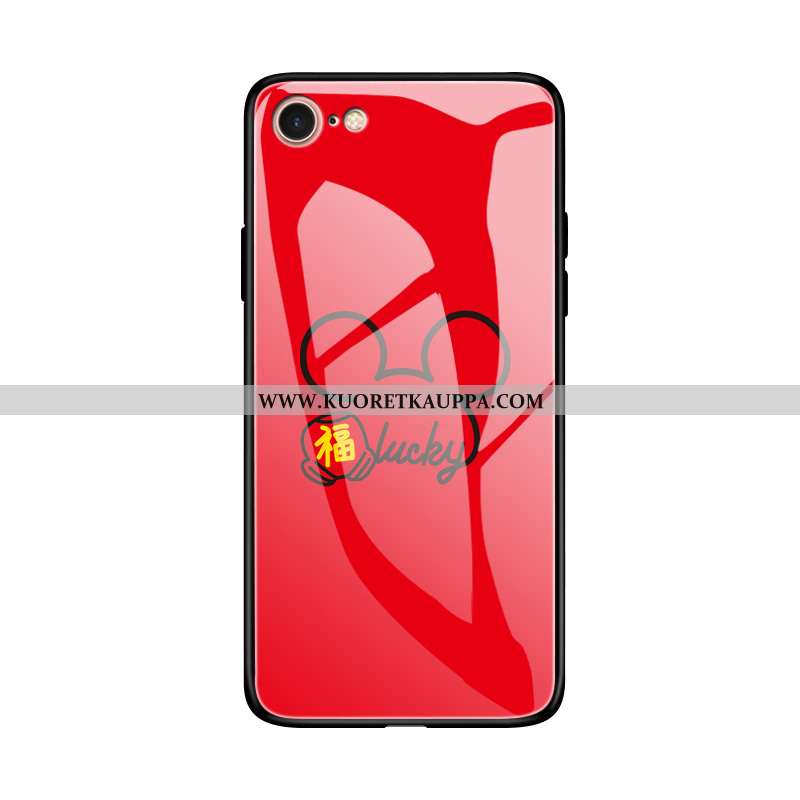 Kuori iPhone 8, Kuoret iPhone 8, Kotelo iPhone 8 Silikoni Suojaus Murtumaton Lasi Punainen