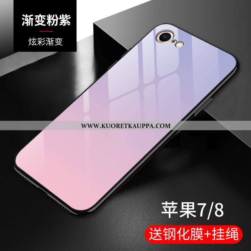 Kuori iPhone 8, Kuoret iPhone 8, Kotelo iPhone 8 Suojaus Lasi Kehys Kaltevuus Kova Violetti