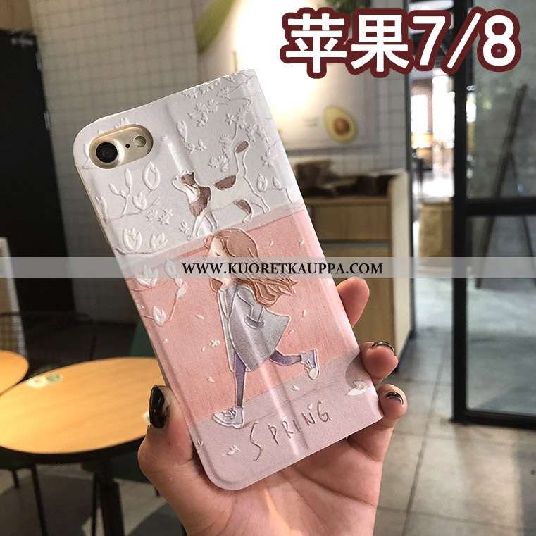 Kuori iPhone 8, Kuoret iPhone 8, Kotelo iPhone 8 Suojaus Nahkakuori Kukka- Sininen Puhelimen