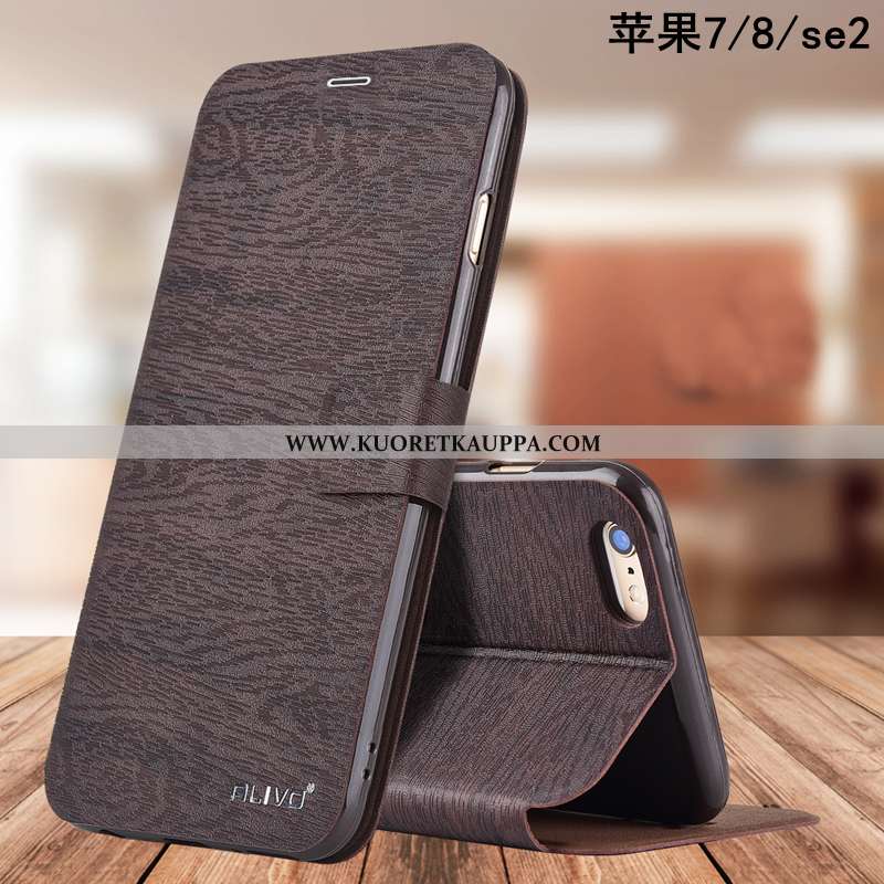 Kuori iPhone 8, Kuoret iPhone 8, Kotelo iPhone 8 Suojaus Nahkakuori Pu Puhelimen Ruskea